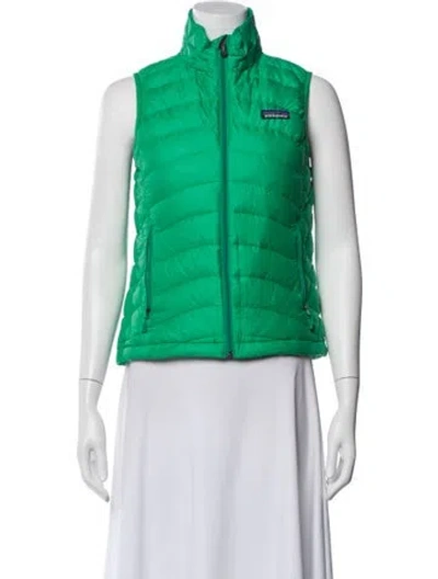 Pre-owned Patagonia Striped Down Jacket In Green