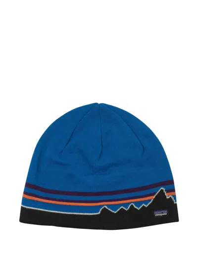Patagonia Striped Logo-detail Beanie In Brown
