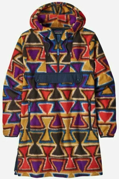 Pre-owned Patagonia Synchilla Cagoule Catalan Coral Aztec Blue Red Yellow Anorak Fleece S In Multicolor