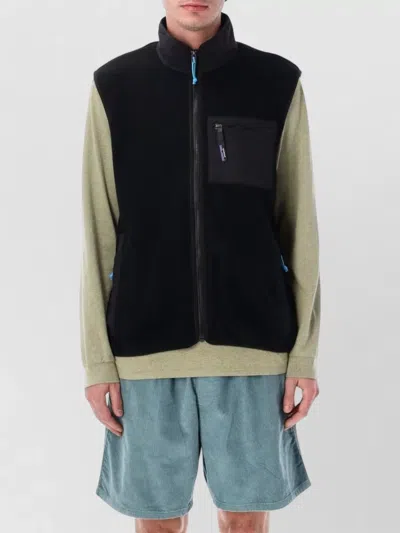 Patagonia Synchilla Fleece Vest Contrast Trim Zip Pockets In Black
