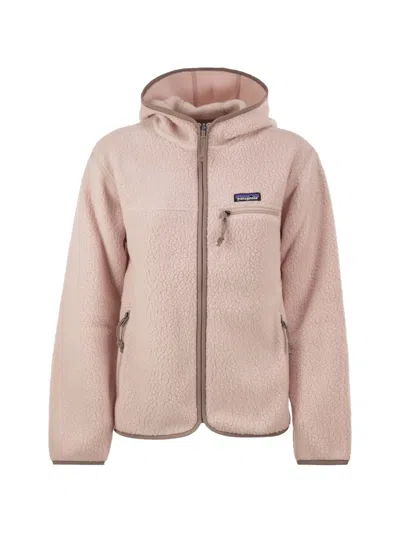 Patagonia Recycled Teddy Fleece Hooded Jacket In Pink