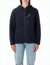 Patagonia Textured Fleece Hooded Jacket With Zippered Pockets In Black