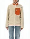 Patagonia Textured Fleece Jacket With Contrasting Chest Pocket In Neutral