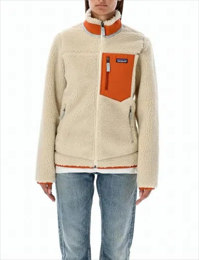 Patagonia Textured Fleece Jacket With Contrasting Chest Pocket In Neutral