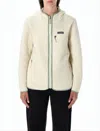 Patagonia Textured Fleece Jacket With Hood And Zip Pockets In Neutral
