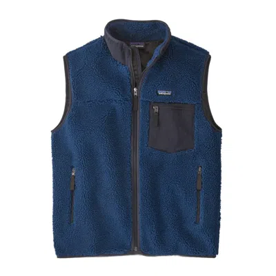 Patagonia Textured Fleece Vest With High Collar In Blue