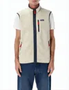 Patagonia Textured Fleece Vest With High Collar In White