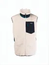 Patagonia Textured High Collar Vest With Zippered Pockets In White