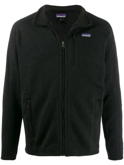 Patagonia Textured Knit Black Zip-through Sweater In Animal Print
