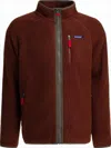 Patagonia Textured Plush Fleece Jacket With Full Zipper In Burgundy