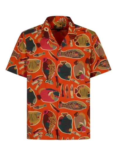 Patagonia Tidal Threads Fish-print Shirt In Orange