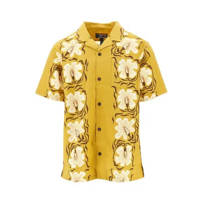 Patagonia Short Sleeve Shirt Chest Pocket Floral In Gold