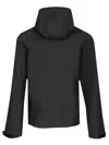 Patagonia Waterproof Black Recycled Nylon Jacket With Logo Patch And Stand-up Collar In Black