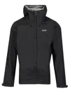 Patagonia Waterproof Black Recycled Nylon Jacket With Logo Patch And Stand-up Collar