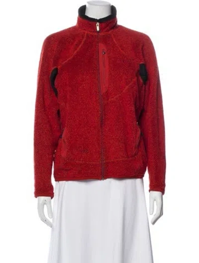 Pre-owned Patagonia Tweed Pattern Faux Fur Jacket In Red