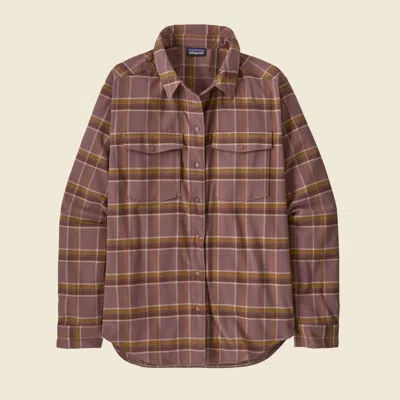 Patagonia Used Women's Canyonite Flannel Shirt In Dulse Mauve In Brown