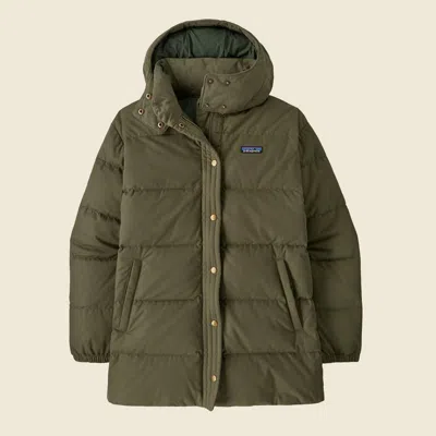 Patagonia Used Women's Cotton Down Parka In Basin Green