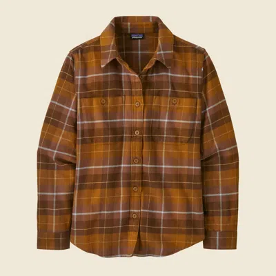Patagonia Used Women's Fjord Flannel Shirt In Shelter Brown