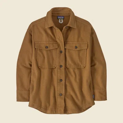 Patagonia Used Women's Heavyweight Fjord Flannel Overshirt In Nest Brown