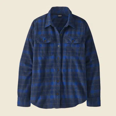 Patagonia Used Women's Long-sleeved Organic Cotton Midweight Fjord Flannel Shirt In New Navy In Blue