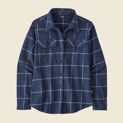 Patagonia Used Women's Long-sleeved Organic Cotton Midweight Fjord Flannel Shirt In New Navy In Blue