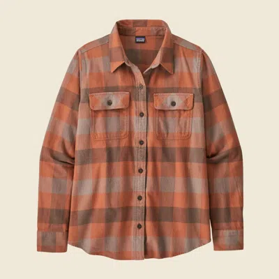 Patagonia Used Women's Long-sleeved Organic Cotton Midweight Fjord Flannel Shirt In Sisu Brown In Orange