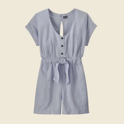 Patagonia Used Women's Organic Cotton Gauze Romper In Beluga In Blue