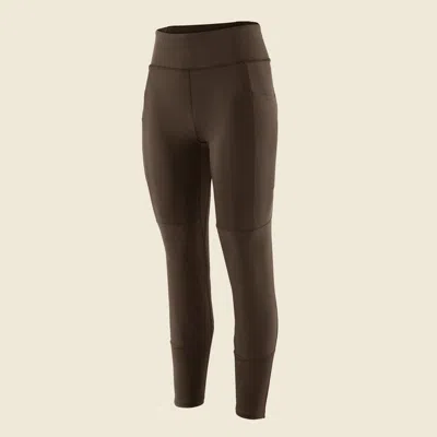 Patagonia Used Women's Pack Out Hike Tights In Otter Brown In Burgundy