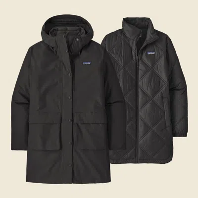 Patagonia Used Women's Pine Bank 3-in-1 Parka In Black In Animal Print