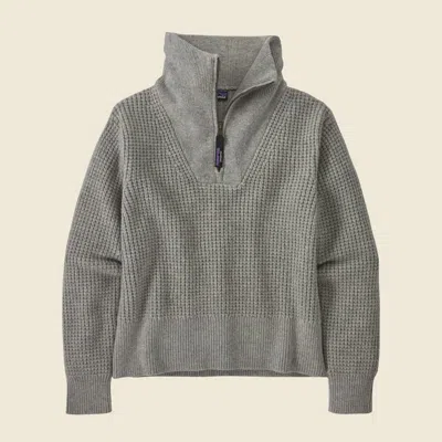 Patagonia Used Women's Recycled Wool-blend 1/4-zip Sweater In Salt Grey In Green