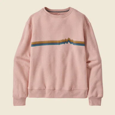 Patagonia Used Women's Ridge Rise Stripe Uprisal Crew Sweatshirt In Cozy Peach In Pink