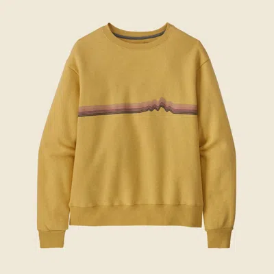 Patagonia Used Women's Ridge Rise Stripe Uprisal Crew Sweatshirt In Surfboard Yellow In Gold