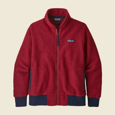 Patagonia Used Women's Woolyester Fleece Jacket In Molten Lava In Burgundy