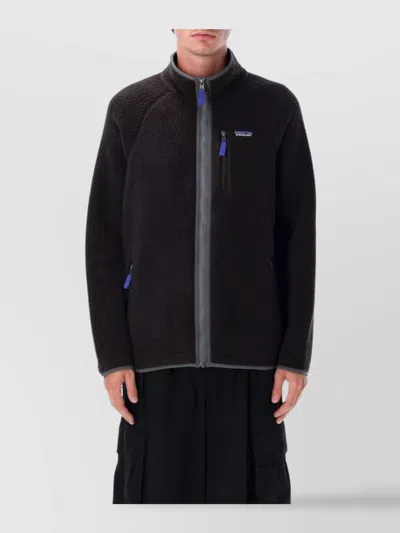 Patagonia Vintage Fleece Jacket Zipped Pockets In Black