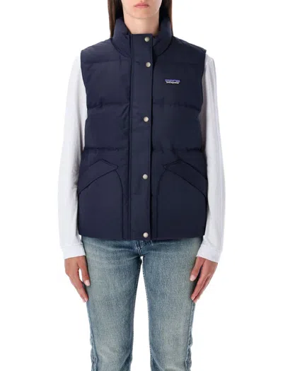 Patagonia Luxe Padded Sleeveless High Neck Vest In Blue