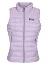 Patagonia High Collar Sleeveless Cotton Coat In Purple