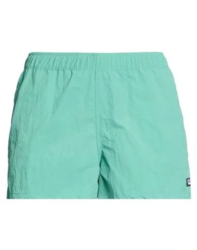 Patagonia Woman Shorts & Bermuda Shorts Green Size L Recycled Polyamide In Blue