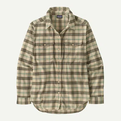 Patagonia Women's Canyonite Flannel Shirt In Orcas/ Dark Natural In Green