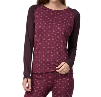 Patagonia Women's Capilene Midweight Crew Top In Fire Floral/night Plum In Red