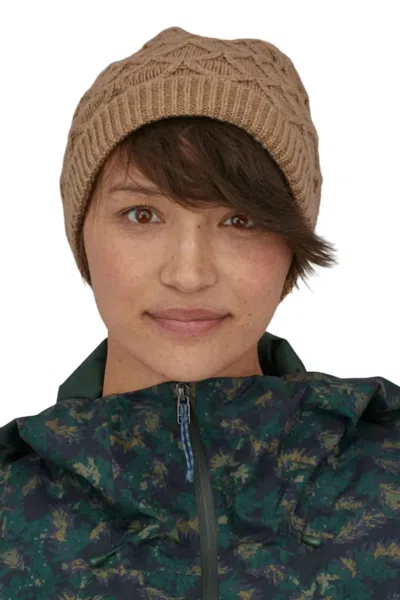 Patagonia Women's Honeycomb Knit Beanie Hat In Dark Camel In Gold