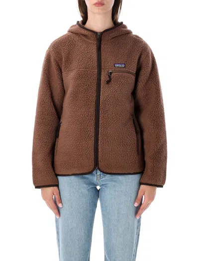 Patagonia Women's Hooded Sherpa Fleece Jacket In Marrone