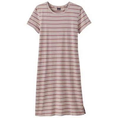 Patagonia Women's Regenerative Organic Certified Cotton T-shirt Dress In Sunset Stripe,shroom Taupe In Multi