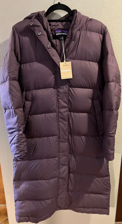 Pre-owned Patagonia Women's Silent Down Long Parka - Obsidian Plum - Large - With Tags In Purple