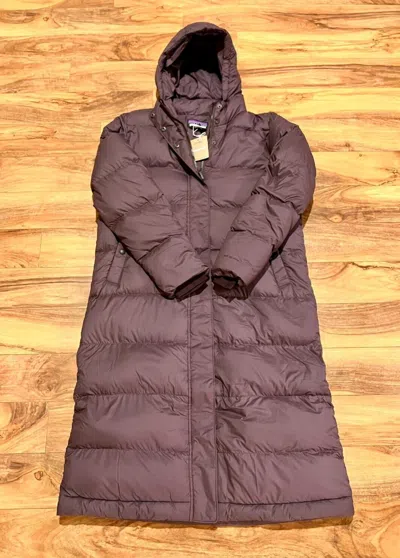 Pre-owned Patagonia Women's Silent Down Long Parka - Obsidian Plum - Medium - In Purple