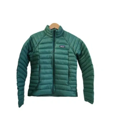 Pre-owned Patagonia Womens Down Sweater Hoody Jacket - Size Large Conifer Green-