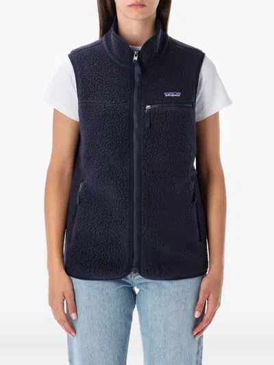 Patagonia Zip-front Fleece Vest In Blue