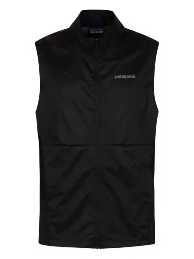 Patagonia Zip-front Logo Vest In Black