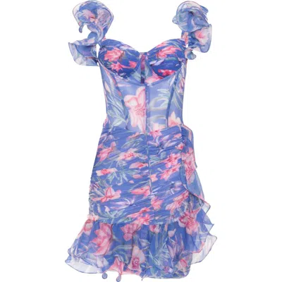 Patbo Amaryllis Flutter Mini Dress In Blue