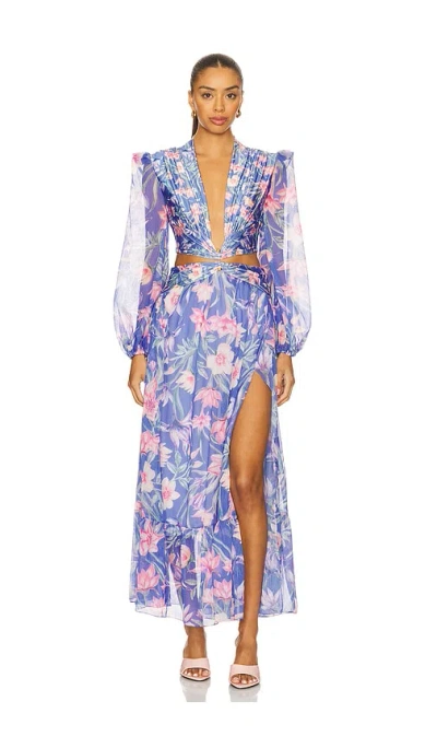 Patbo Amaryllis Long Sleeve Beach Dress In Blue