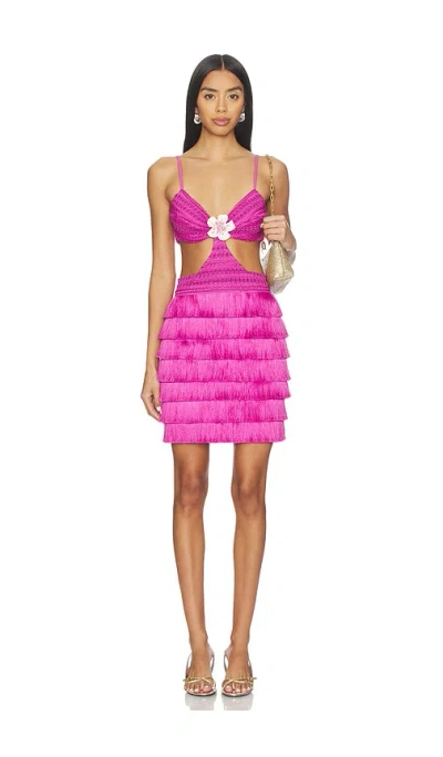 Patbo Amethyst Fringe Mini Dress In Purple